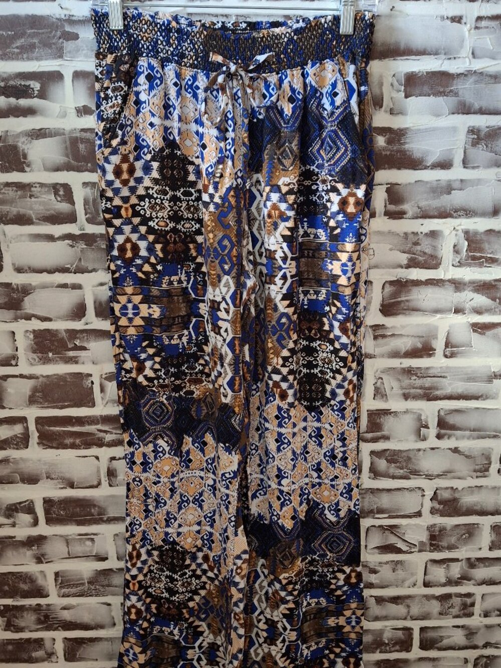 Natures Studio Large Pull On Pants Wide Leg Geometric Aztec Boho